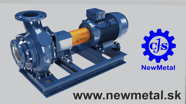 Vodné čerpadlo s elektromotorom, modré prevedenie, zobrazené z perspektívy